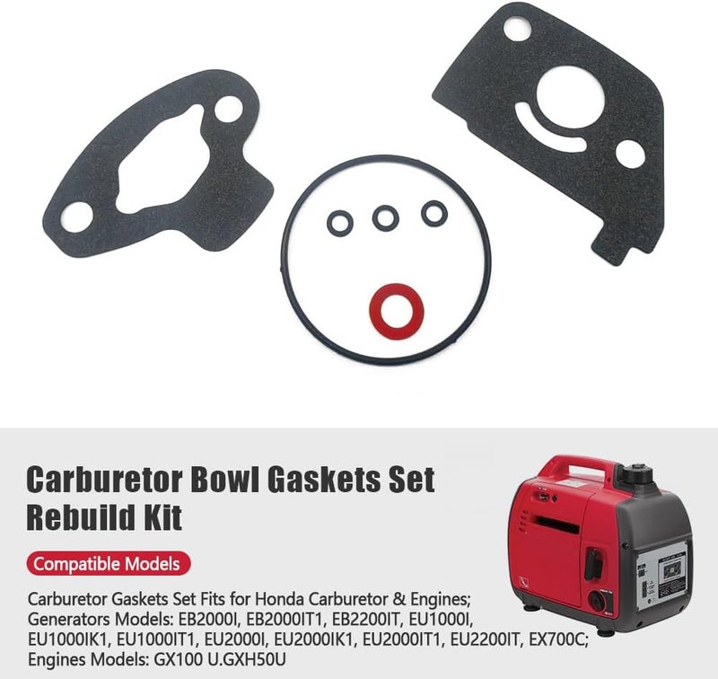 TWDRET Carburetor Bowl Gaskets Set PET-449 Compatible with Honda EU2000i - Pilot Jet O-Ring - Image 2